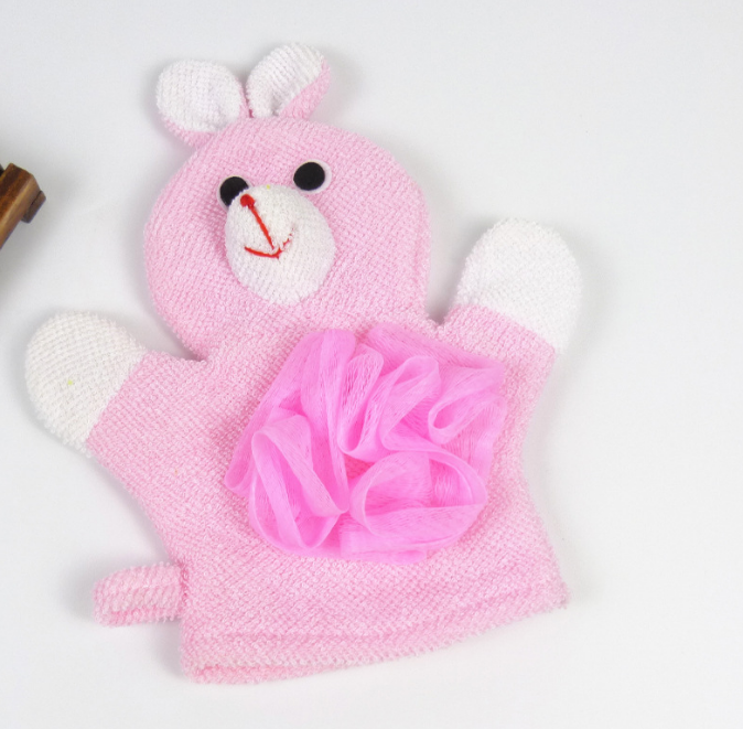 2-Piece Kids Animal Bath Gloves — Soft Washcloth Set