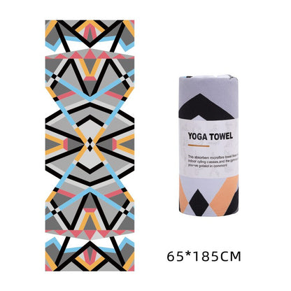 Printed Microfiber Yoga Towel — Non-Slip Mat Cover