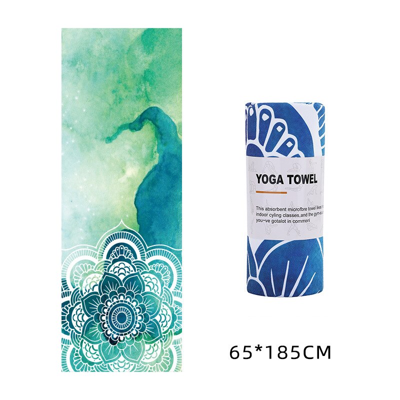 Printed Microfiber Yoga Towel — Non-Slip Mat Cover