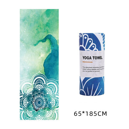 Printed Microfiber Yoga Towel — Non-Slip Mat Cover