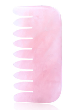 Natural Jade & Rose Quartz Comb — Gua Sha Scalp & Face Massager