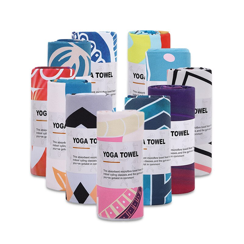 Printed Microfiber Yoga Towel — Non-Slip Mat Cover