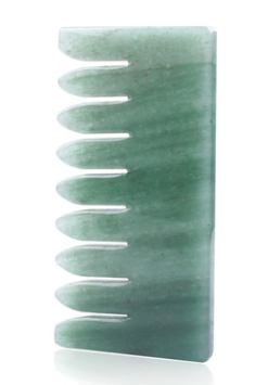 Natural Jade & Rose Quartz Comb — Gua Sha Scalp & Face Massager