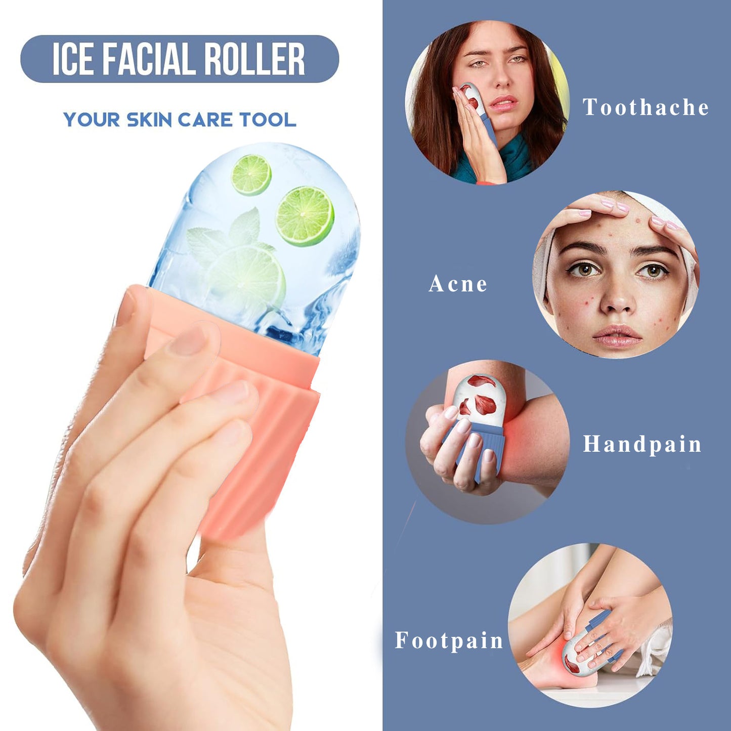 Silicone Facial Ice Mold — Reusable Skin-Cooling Massage Tool (80 ml)