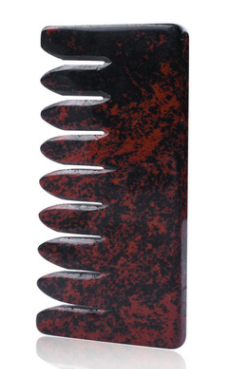 Natural Jade & Rose Quartz Comb — Gua Sha Scalp & Face Massager