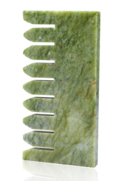 Natural Jade & Rose Quartz Comb — Gua Sha Scalp & Face Massager