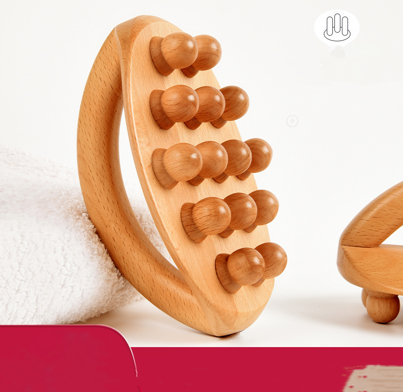 Wooden Meridian Body Brush — Beech Wood Massage Tool