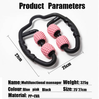 U-Shape Trigger Point Massage Roller — 4-Wheel Muscle Relief Tool