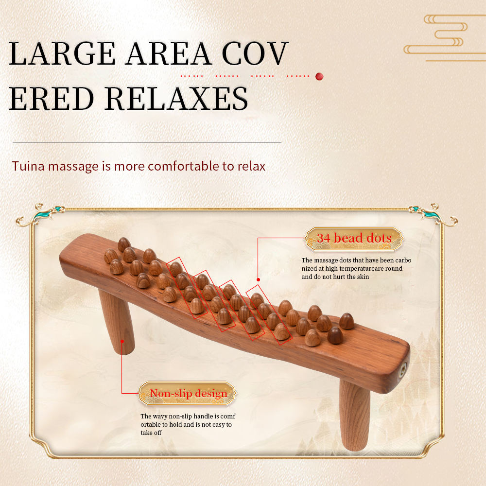 Wooden 34-Bead Body Massager — Beech Wood Relaxation Tool