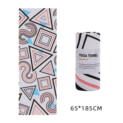Printed Microfiber Yoga Towel — Non-Slip Mat Cover