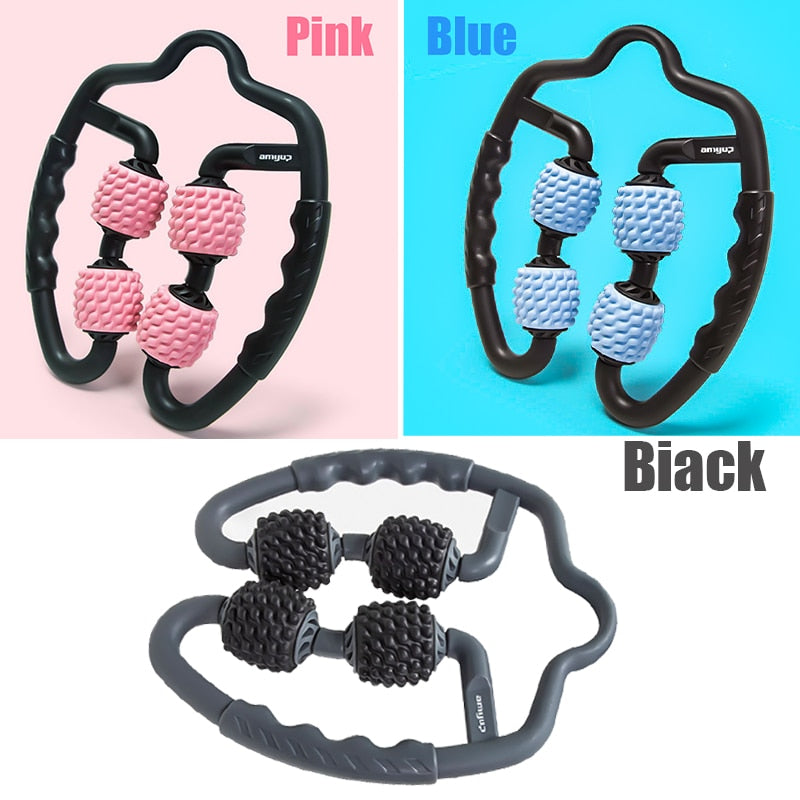 U-Shape Trigger Point Massage Roller — 4-Wheel Muscle Relief Tool