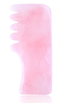 Natural Jade & Rose Quartz Comb — Gua Sha Scalp & Face Massager