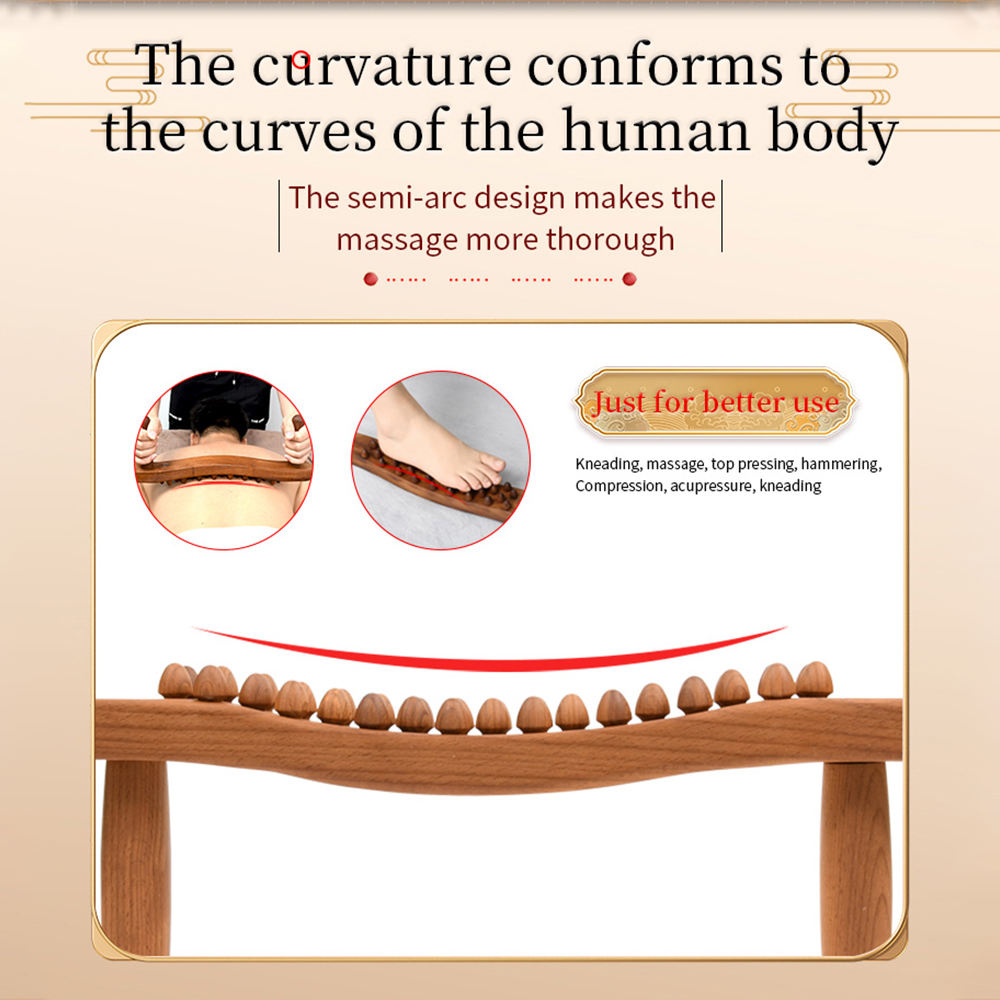 Wooden 34-Bead Body Massager — Beech Wood Relaxation Tool