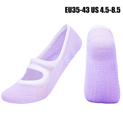 Women’s Anti-Slip Pilates & Yoga Socks — Breathable Cotton Grip Socks