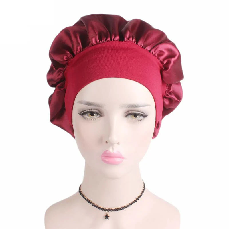 Adjustable Satin Sleep Bonnet — Moisture Retention Night Cap