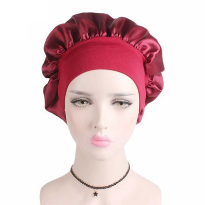 Adjustable Satin Sleep Bonnet — Moisture Retention Night Cap