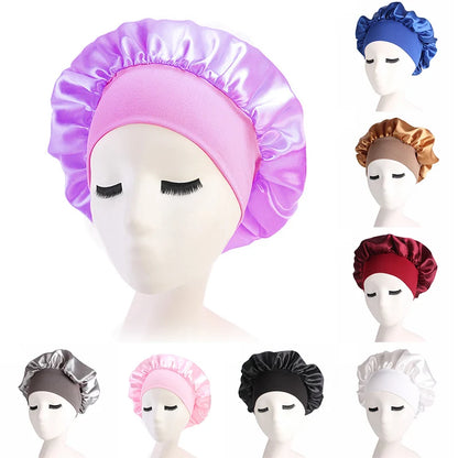 Adjustable Satin Sleep Bonnet — Moisture Retention Night Cap