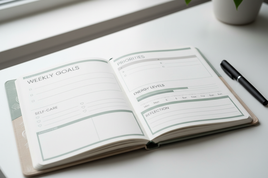 anti burnt planner, realistic with all words spelled correctly